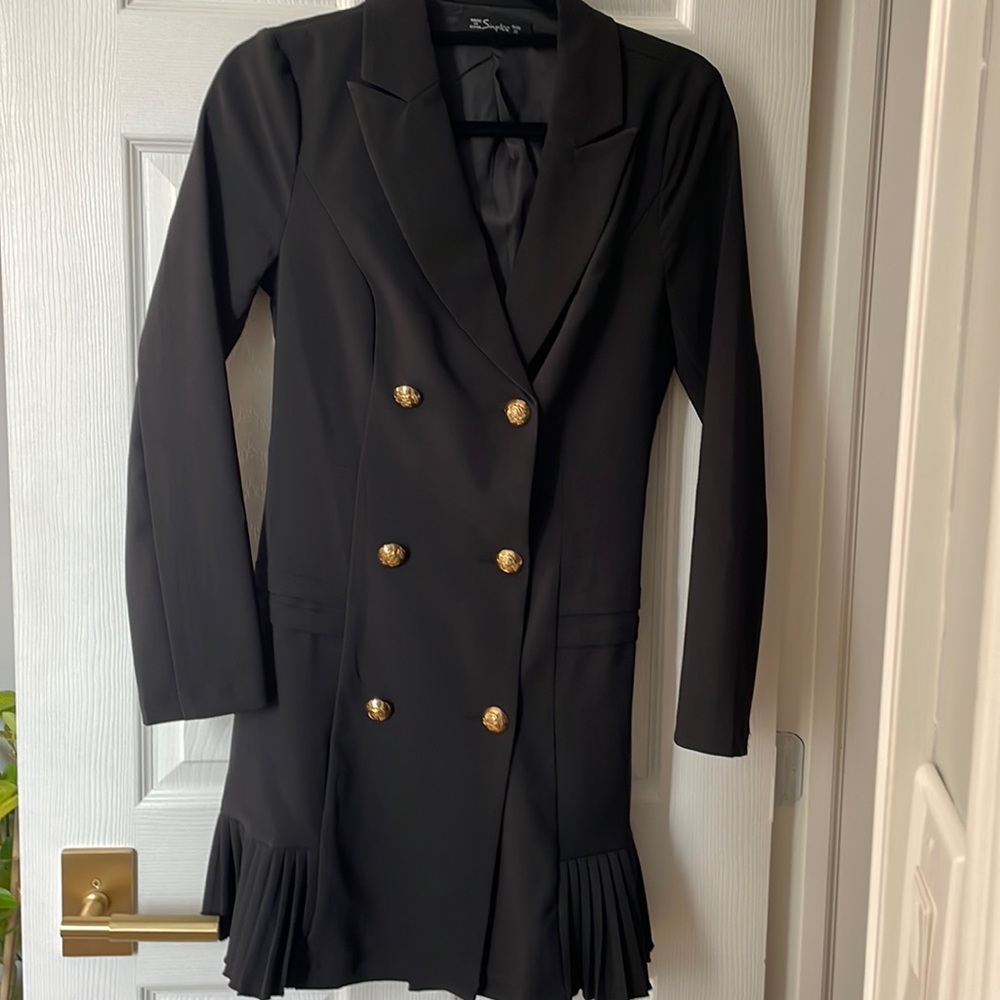 Blazer dress with pleated detail
